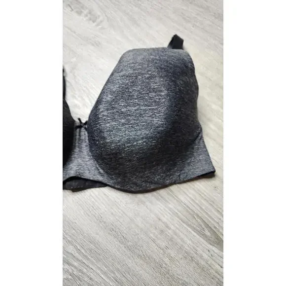 Cacique Gray Black Lace Lightly Lined Balconette Bra 40F - Picture 3 of 8